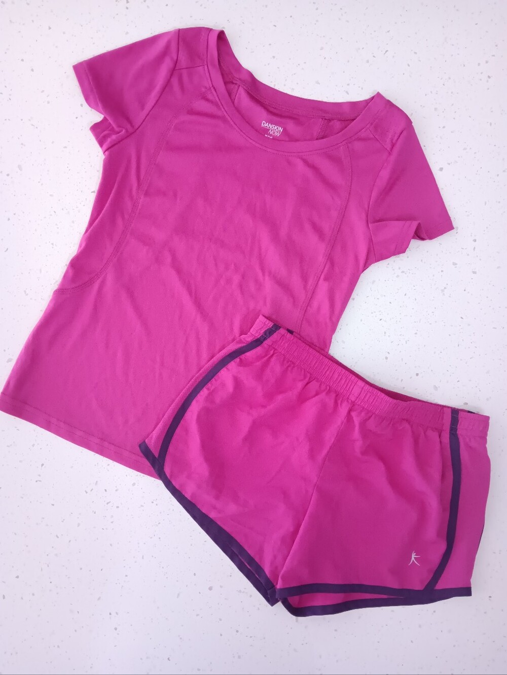 Danskin Girls' Pink Athletic Shirt And Shorts 2-Piece Set Size M 7/8